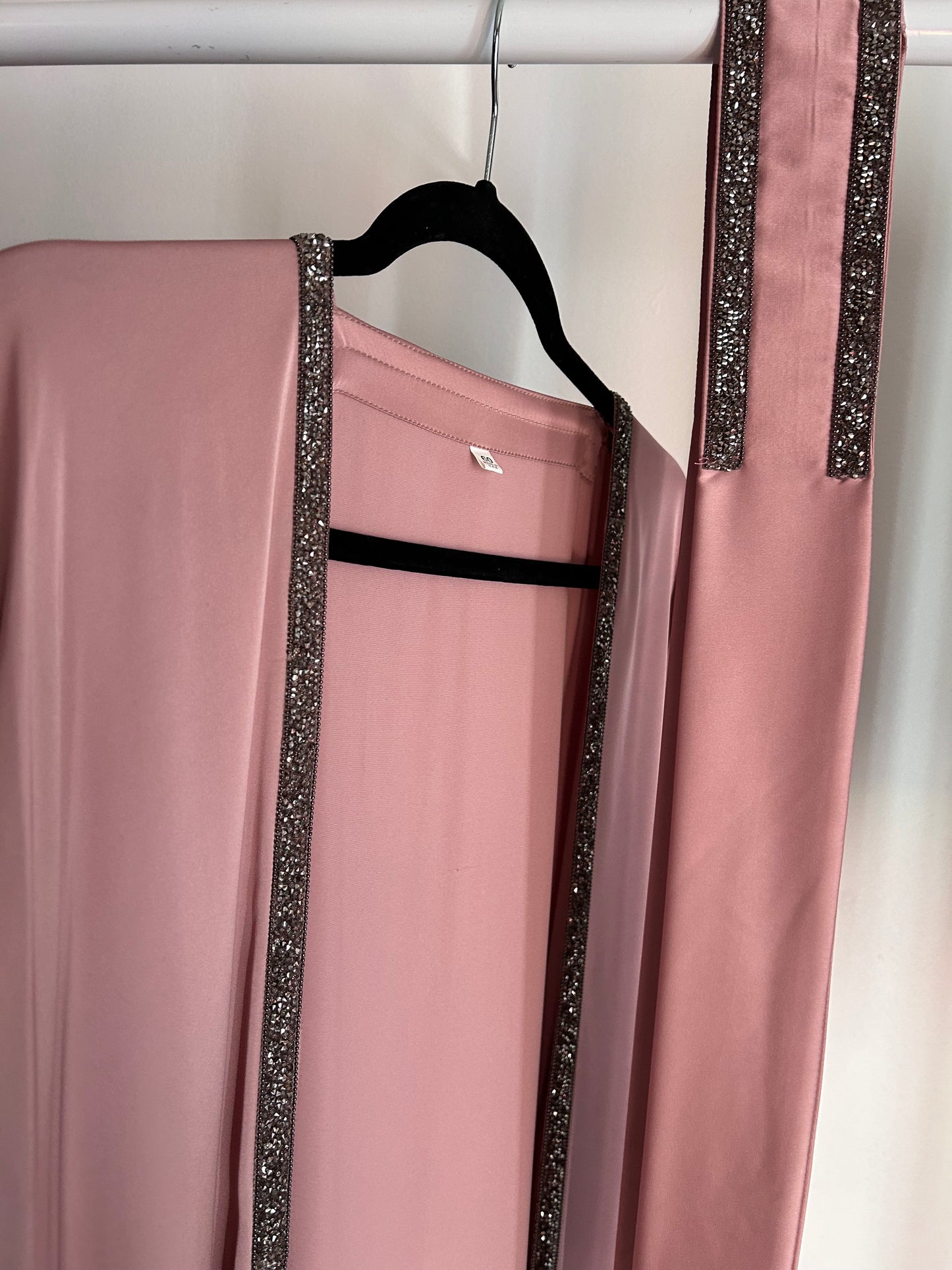 Blush Armenian Silk Abaya with Stone Detailing